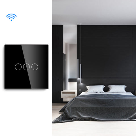 Gopeta, 3-Gang Smart Wi-Fi Touch Switch 600W with Glass Panel