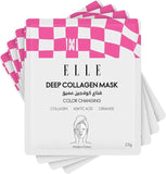 Korean ELLE Deep Collagen Color Changing Mask β Anti-Aging, Hydrating & Firming Mask with Collagen, Peptides & Centella β Long-Wear 2-3 Hour or Overnight treatment mask for Radiant Youthful Skin- 4 Packs