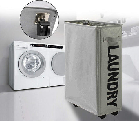 Foldable Rolling Laundry Basket with Stand