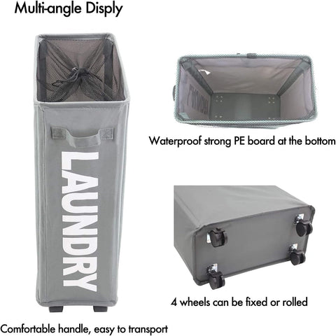 Foldable Rolling Laundry Basket with Stand