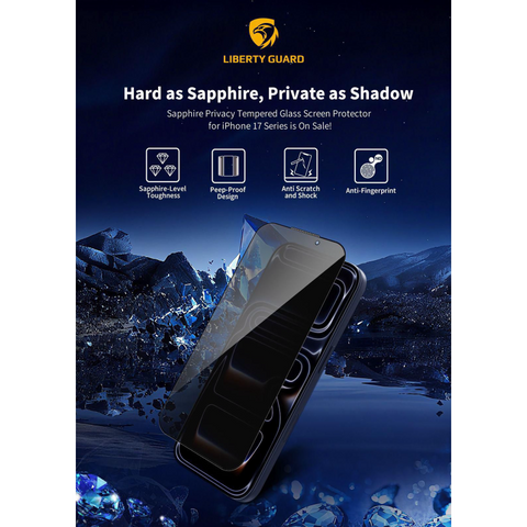 Liberty Guard, Sapphire Privacy Black, Super Anti-Scratch + Privacy, Screen Protector