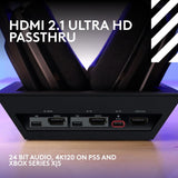 سماعة الألعاب اللاسلكية Logitech Astro A50 X LIGHTSPEED + محطة القاعدة، PRO-G GRAPHENE، PLAYSYNC عبر Xbox Series X|S + PS5 + الكمبيوتر الشخصي/mac، بلوتوث، HDMI 2.1 Passthru - أسود