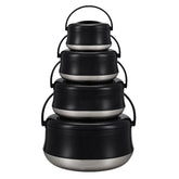 Lotus Mist Stainless Steel 4-Piece Black Insulated Hot Pot Set (2.5L, 4.5L, 6.5L, 10.5L)