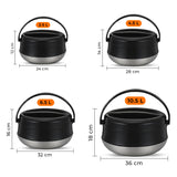 Lotus Mist Stainless Steel 4-Piece Black Insulated Hot Pot Set (2.5L, 4.5L, 6.5L, 10.5L)