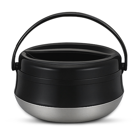 Lotus Mist Stainless Steel 4-Piece Black Insulated Hot Pot Set (2.5L, 4.5L, 6.5L, 10.5L)
