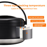 Lotus Mist Stainless Steel 4-Piece Black Insulated Hot Pot Set (2.5L, 4.5L, 6.5L, 10.5L)