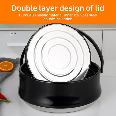 Lotus Mist Stainless Steel 4-Piece Black Insulated Hot Pot Set (2.5L, 4.5L, 6.5L, 10.5L)