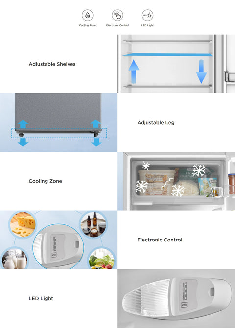 ميديا ثلاجة باب واحد سعة 268 لتر (9.5 قدم مكعب)، ضاغط إنفرتر، فضي كريستالي (MDRD268FEE50AE)
