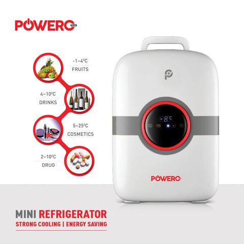 ثلاجة PoweroPlus صغيرة بسعة 22L ونظام تبريد ثنائي النواة CNC K22-2 - رمادي