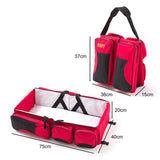 Portable 3-in-1 Baby Essentials Bag, Travel Bed & Changing Station Red