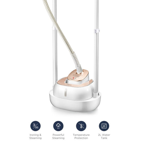 Free Angle Adjustable Poles Rotary Wheels + Multiple Attachments For Wrinkle & Sanitized Garment 2 L 1800 W MYGZ20D2W White