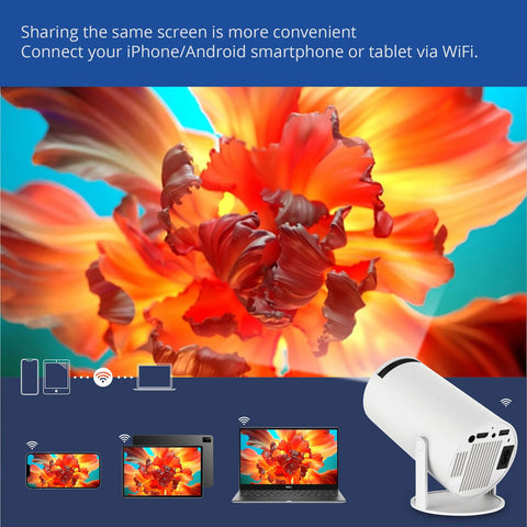 Mini Portable HD Smart Projector with Dual-Band WiFi, Auto Keystone Correction, Remote Control & Up to 130" Display