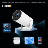 Mini Portable HD Smart Projector with Dual-Band WiFi, Auto Keystone Correction, Remote Control & Up to 130" Display
