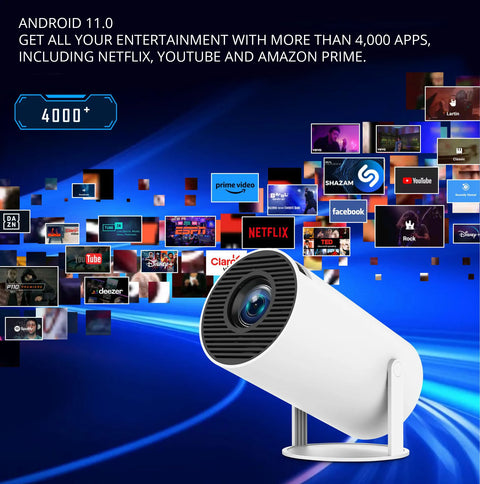 Mini Portable HD Smart Projector with Dual-Band WiFi, Auto Keystone Correction, Remote Control & Up to 130" Display