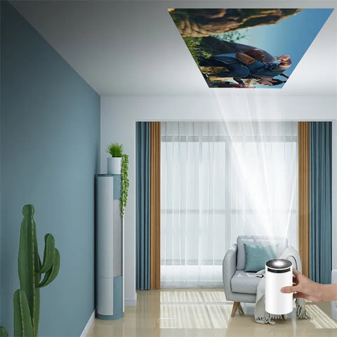 Mini Portable HD Smart Projector with Dual-Band WiFi, Auto Keystone Correction, Remote Control & Up to 130" Display