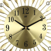 Modern Decorative Sunburst Wall Clock with Crystal Accents, Bold Numerals & Silent Quartz Sweep Movement