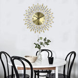Modern Decorative Sunburst Wall Clock with Crystal Accents, Bold Numerals & Silent Quartz Sweep Movement