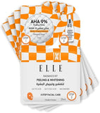 Korean ELLE Radiance Kit – 3-Step Peeling & Whitening Treatment with AHA Peeling Glove, Soothing Mask,Intensive Whitening Serum - Brightening, Exfoliating, Hydrating, Anti-Aging – For All Skin Types- 4 packs