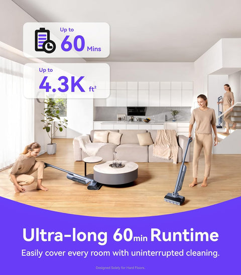 Narwal S20 Pro Cordless Vacuum Mop - 20000Pa Suction, 20N Pressure, 60 Min Runtime, 790ml Tank