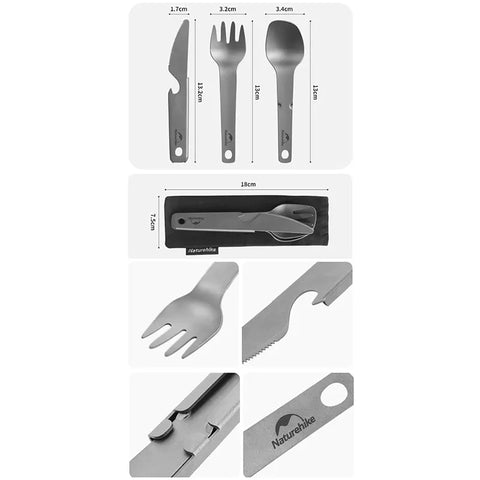 Naturehike Titanium Cutlery Set - (Fork,Spoon , Knife and Bottle Opener)