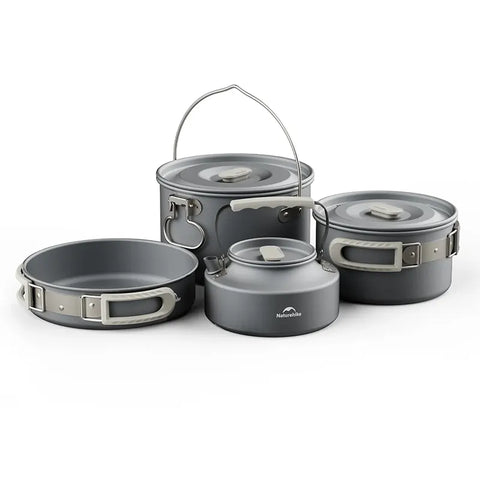 Naturehike Wild Trekkin Aluminium Alloy Pot Set - Dark Grey (4pcs)