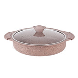 OMS Granite Round Oven Tray with Lid - 28 cm - Brown