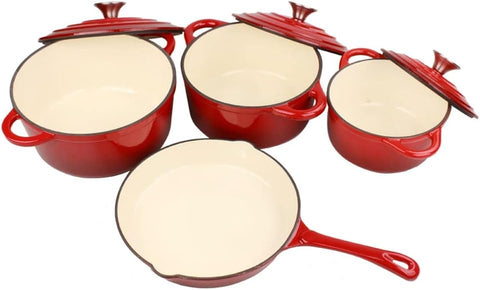 OSFE Cast Iron Cookware Set 7 PCS - Red