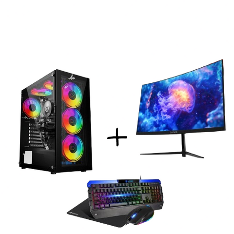 PC Bundle: PC Gaming i5-14400F/RTX 5060/16GB DDR5/1TB with Sades NC-Pelagia /24" FHD/ HDMI 2.1/ 0.5ms/200Hz/VA/Curved White Monitor & Sades Battle Ram Keyboard/Mouse/Mousepad