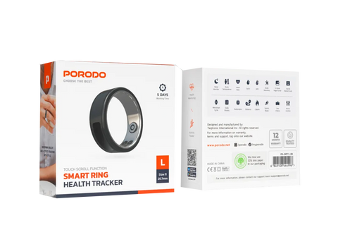 Porodo Smart Ring with Touch Control, Health Monitoring & 5-Day Battery - Size L (20.7mm)
