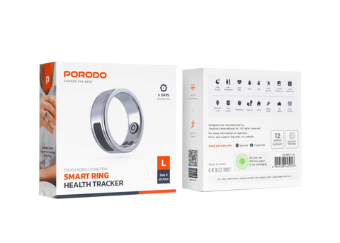 Porodo Smart Ring with Touch Control, Health Monitoring & 5-Day Battery - Size L (20.7mm)