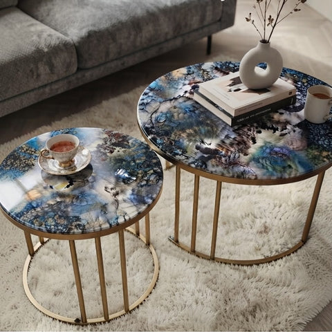 2-Piece Marble Center Table Set (70 cm & 50 cm)
