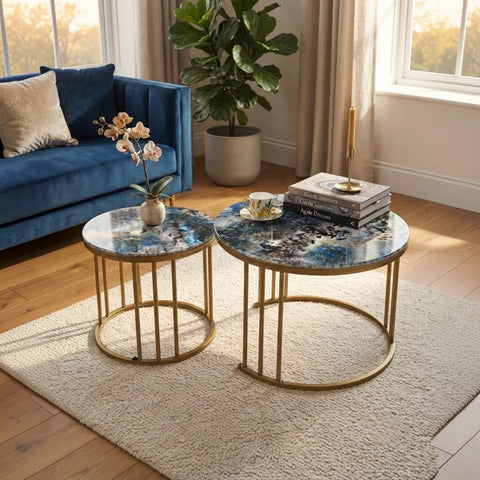 2-Piece Marble Center Table Set (70 cm & 50 cm)