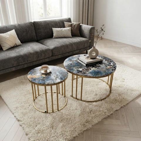 2-Piece Marble Center Table Set (70 cm & 50 cm)