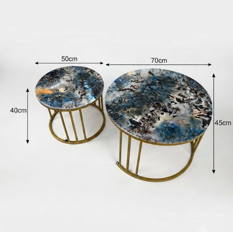 2-Piece Marble Center Table Set (70 cm & 50 cm)