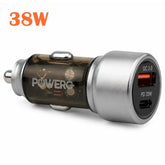 Powero+ Crysta Dual Port Car charger 38W - Silver