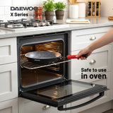 Daewoo X Series 11 Piece Granite Cooking Set (32,28,24 cm Pot, 28 cm Pan, 28 cm Casserole), 2 Pcs of Utensil Tools - Black/Red