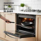 Daewoo X Series Non-Stick Granite Coating Cookware Set Of 11 pcs (32,28,24 cm Pot, 28 cm Pan, 28 cm Casserole), 2 Pcs of Utensil Tools - Black