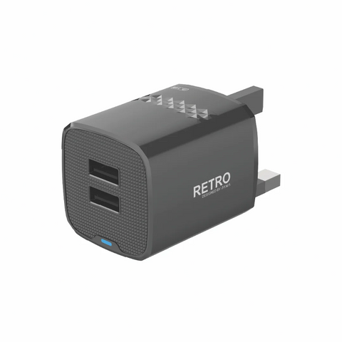 Pawa PW-TCRT31UK-BK, Retro 3.1A Dual USB UK Charger