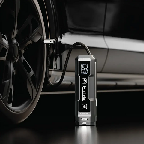 مشغل تشغيل بطارية بورودو إغناتوف ومضخة هواء مع مكنسة يدوية وشحن USB-C - أسود