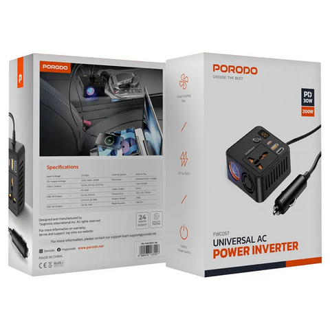 Porodo Universal Ac Power Inverter FWC057-Black