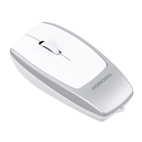 Porodo 1600DPI Wireless Mouse with Card Reader, Bluetooth 5.1 & Type-C Charging - Silver