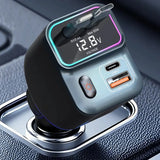 Porodo 65W Car Charger Dual Retractable Cable - Black