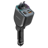 Porodo 65W Car Charger Dual Retractable Cable - Black
