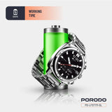 Porodo Chrono Steel Smart Watch with AMOLED Display, Bluetooth Calling & IP68 - Silver