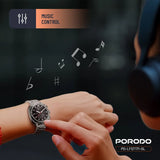 Porodo Chrono Steel Smart Watch with AMOLED Display, Bluetooth Calling & IP68 - Silver