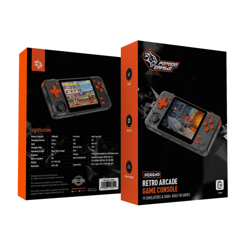 Porodo Gaming Retro Arcade Gaming Console - Black / Orange