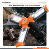 Porodo Lifestyle 9000mAh Work Lantern Foldable Multi-Mode LED Light with Tripod Base & Hook - Orange