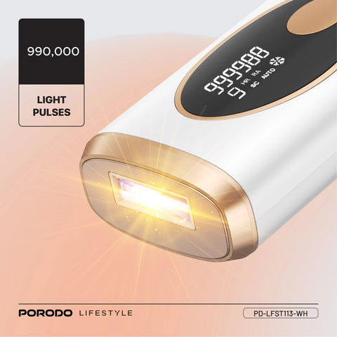 Porodo Lifestyle IPL Hair Removal Device with 9 Energy Levels & Cooling Technology - White