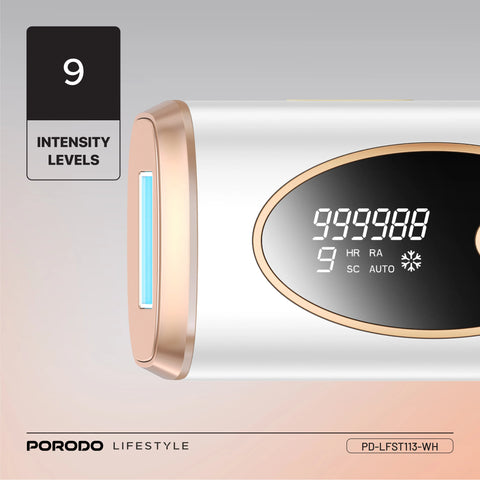 Porodo Lifestyle IPL Hair Removal Device with 9 Energy Levels & Cooling Technology - White