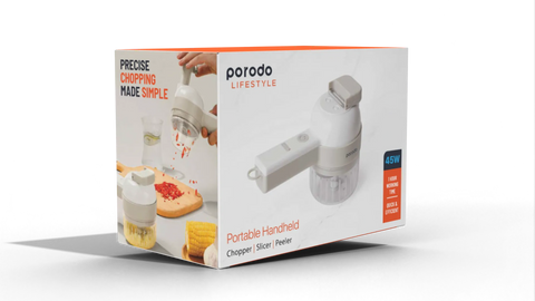 Porodo Lifestyle Portable Handheld Chopper, Slicer & Peeler